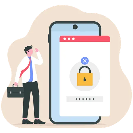 Businessman reseting password  Illustration