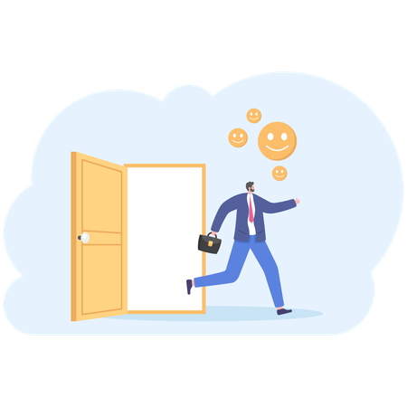 Businessman resign from job to get happiness  Illustration