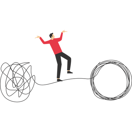 Businessman Resolves tangle on rope  Illustration