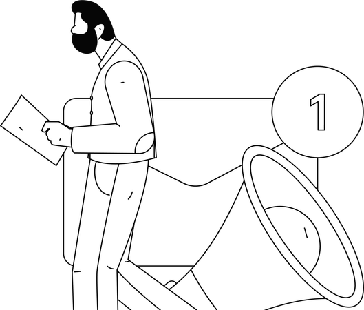 Businessman responding user emails  Illustration