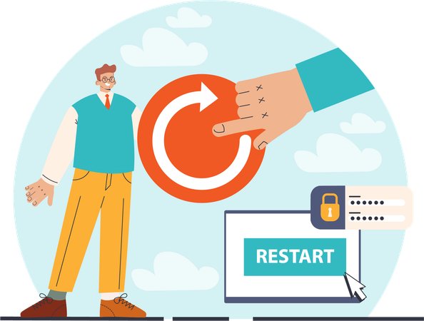 Businessman restart his account  Illustration