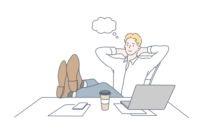 Businessman resting at work  Illustration