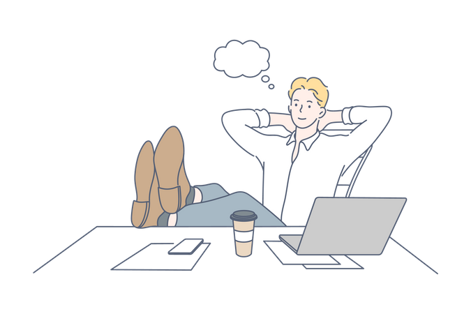 Businessman resting at work  Illustration