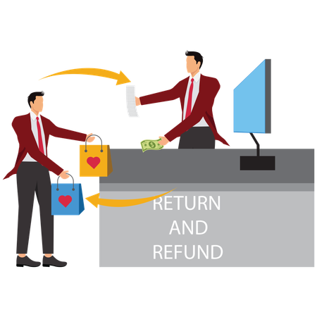 Businessman Return product and taking Refund  Illustration
