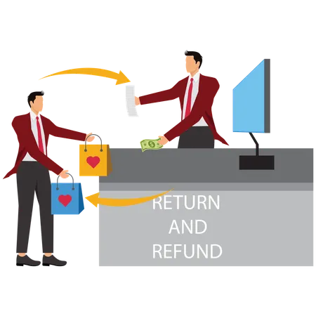Businessman Return product and taking Refund  Illustration