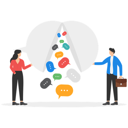 Businessman revealing speech bubble  Illustration