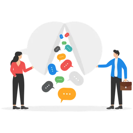 Businessman revealing speech bubble  Illustration