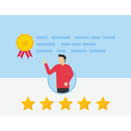 Businessman review by giving rating 5 stars  Illustration