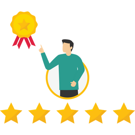 Businessman review by giving rating 5 stars  Illustration