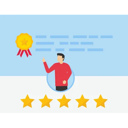 Businessman review by giving rating 5 stars  Illustration