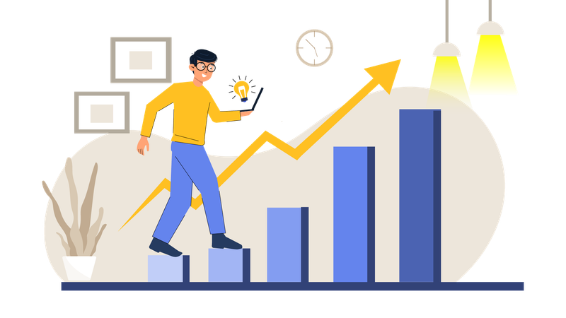 Businessman reviewing analysis graph  Illustration