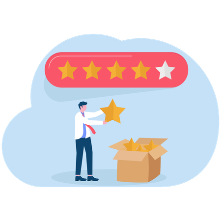 Businessman reviewing customer ratings  Illustration