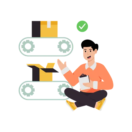 Businessman reviewing Delivery Process  Illustration