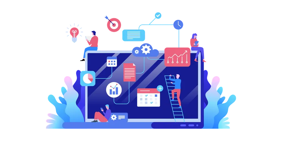 Businessman reviewing financial growth data  Illustration