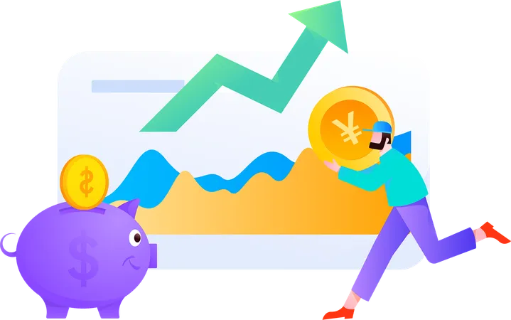 Businessman reviewing financial growth graph  Illustration