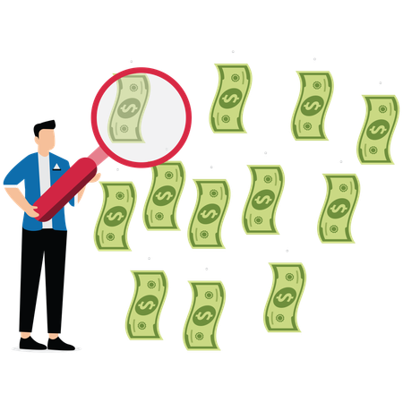 Businessman reviewing financial money  Illustration