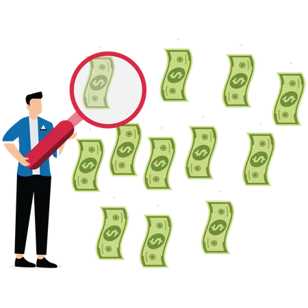Businessman reviewing financial money  Illustration