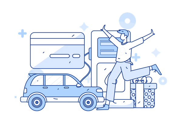 Businessman reviewing growth analysis of petrol pump  Illustration