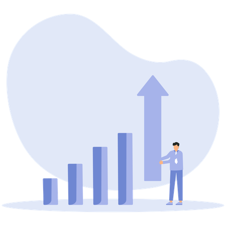 Businessman reviewing increase in sales  Illustration