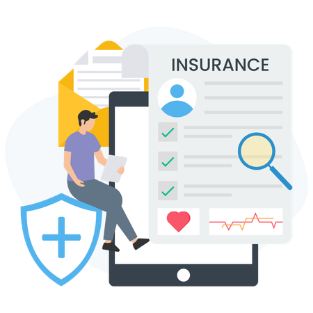 Businessman reviewing insurance policy  Illustration