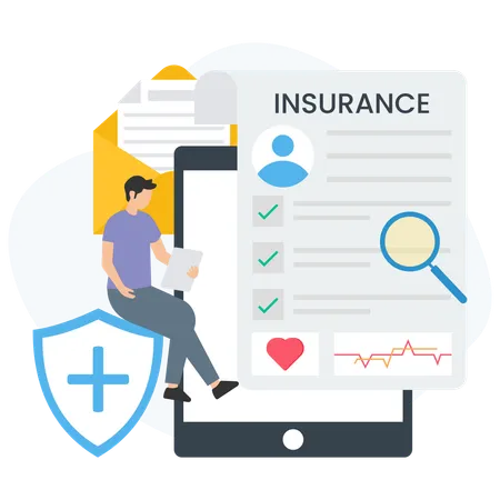 Businessman reviewing insurance policy  Illustration