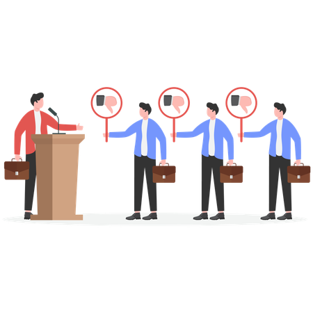 Businessman reviewing negative comments  Illustration