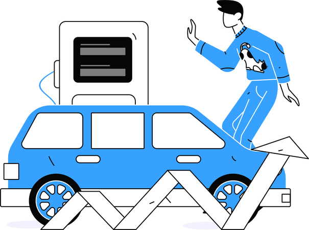 Businessman reviewing petrol analysis graph  Illustration