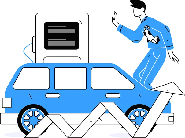 Businessman reviewing petrol analysis graph  Illustration