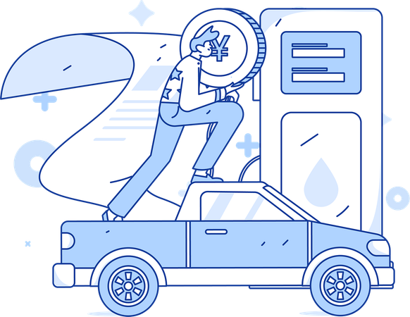 Businessman reviewing petrol analysis graph  Illustration