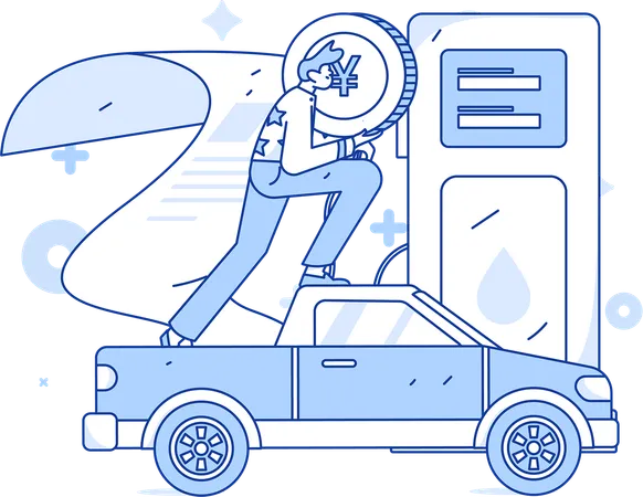 Businessman reviewing petrol analysis graph  Illustration