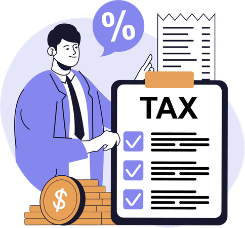Businessman reviewing tax report  Illustration