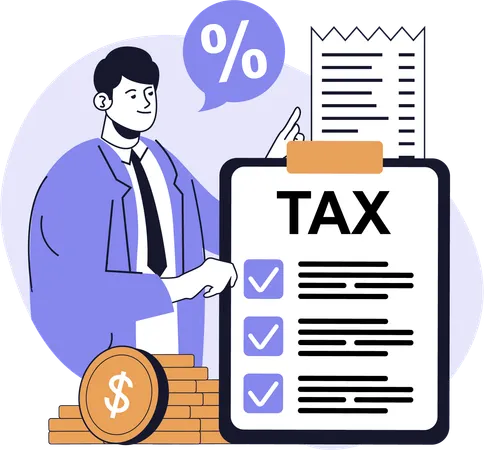Businessman reviewing tax report  Illustration
