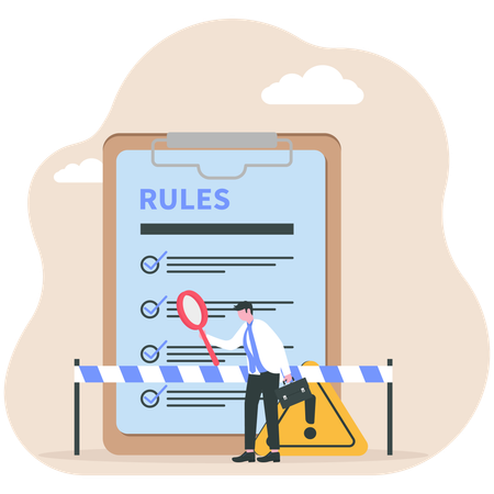 Businessman reviewing terms and conditions  Illustration