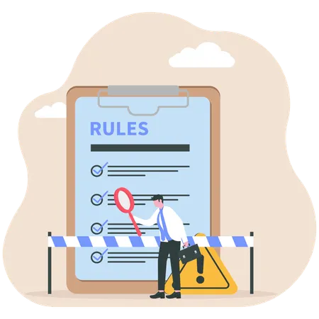 Businessman reviewing terms and conditions  Illustration