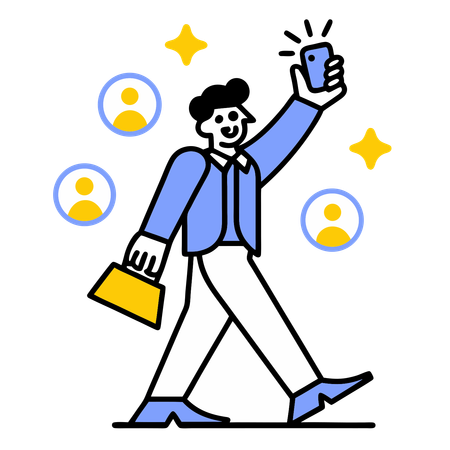 Businessman reviewing user responses  Illustration