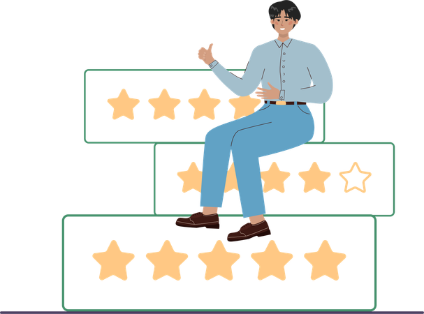 Businessman reviews at customer feedback  Illustration