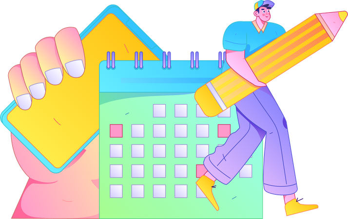 Businessman reviews at task schedule  Illustration