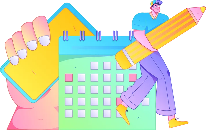 Businessman reviews at task schedule  Illustration