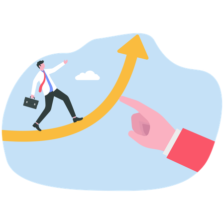 Businessman reviews employee growth  Illustration
