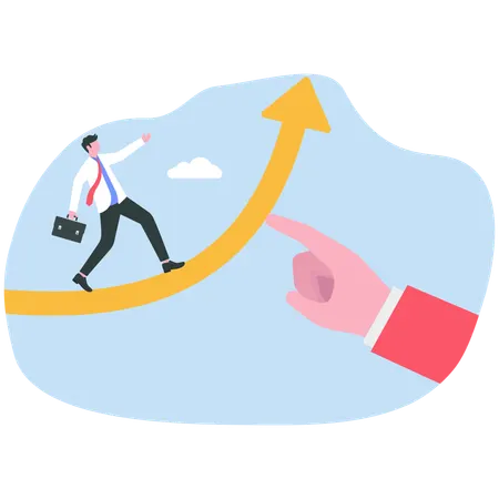 Businessman reviews employee growth  Illustration