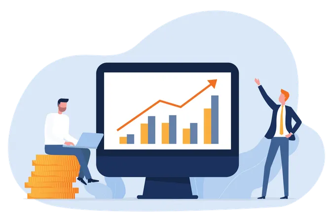 Businessman reviews financial goals  Illustration