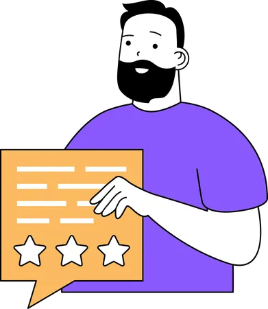 Businessman reviews social media feedback  Illustration