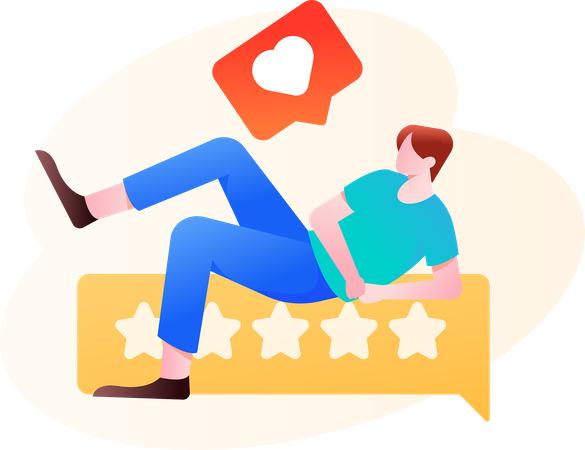 Businessman reviews user ratings  Illustration