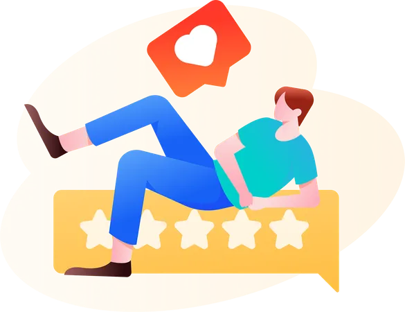 Businessman reviews user ratings  Illustration