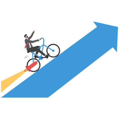 Businessman Ride Bicycle To Growth Achievement Of Business Goal Illustration