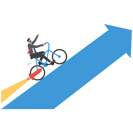 Businessman ride bicycle to growth  Illustration