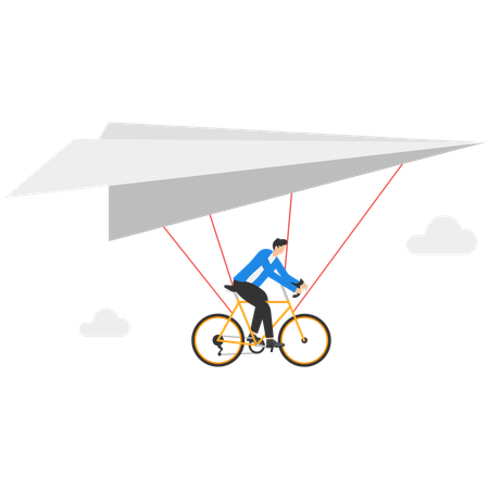 Businessman ride hang gliding  Illustration