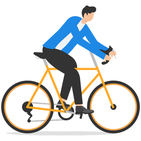 Businessman rides bicycle  イラスト