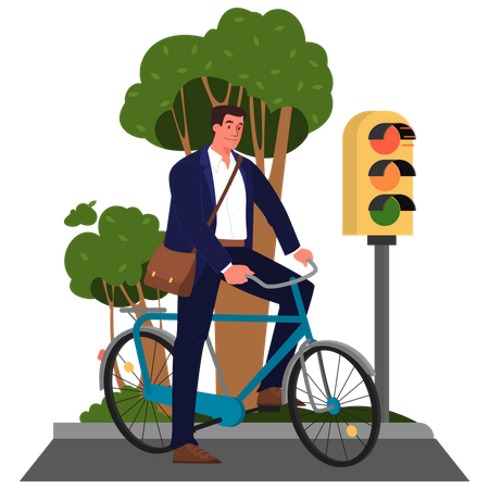 Businessman riding a bicycle Illustration