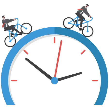 Deadline Businessman Riding A Bicycle Against Time Management And Urgency Illustration